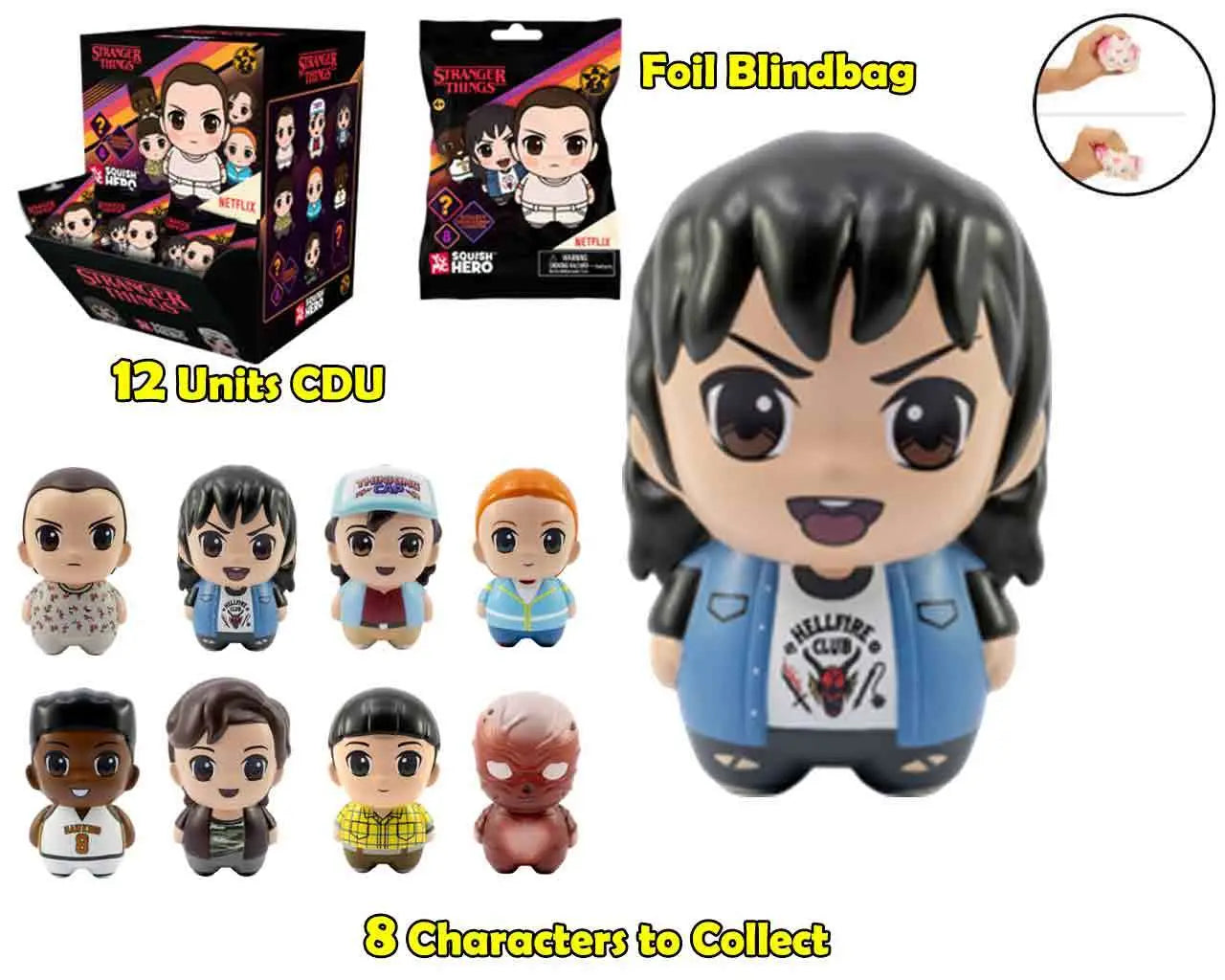 STRANGER THINGS - FOAM SQUISHY - BLIND BAGS COUNTER DISPLAY (12 UNITS)