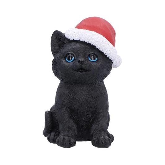 BLACK CAT WITH SANTA HAT FIGURE