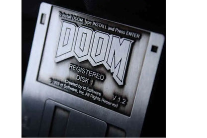 DOOM FLOPPY DISK PIN BADGE
