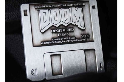 DOOM FLOPPY DISK PIN BADGE