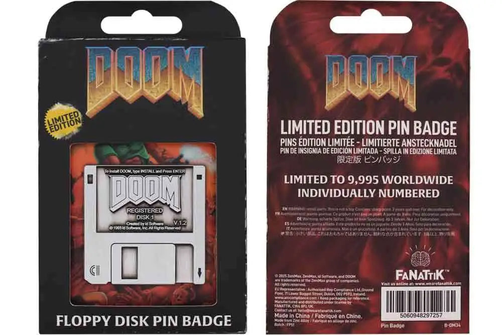 DOOM FLOPPY DISK PIN BADGE