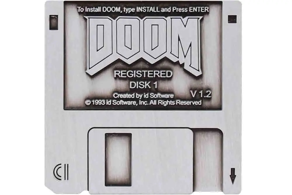 DOOM FLOPPY DISK PIN BADGE