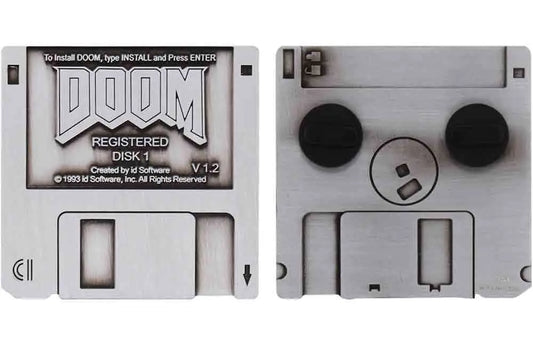DOOM FLOPPY DISK PIN BADGE