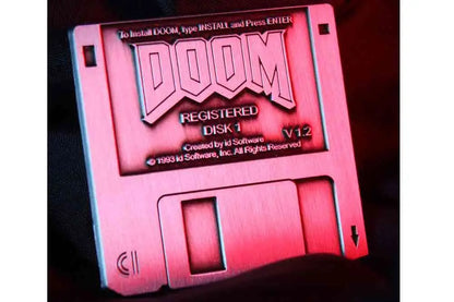 DOOM FLOPPY DISK PIN BADGE