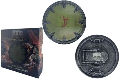 DOOM: THE DARK AGES SAW SHIELD MEDALLION AND ART CARD