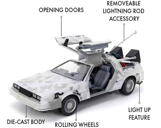 BACK TO THE FUTURE PART I 1982 DELOREAN FROST EFFECT 1/24 DIE-CAST MODEL LIMITED EDITION