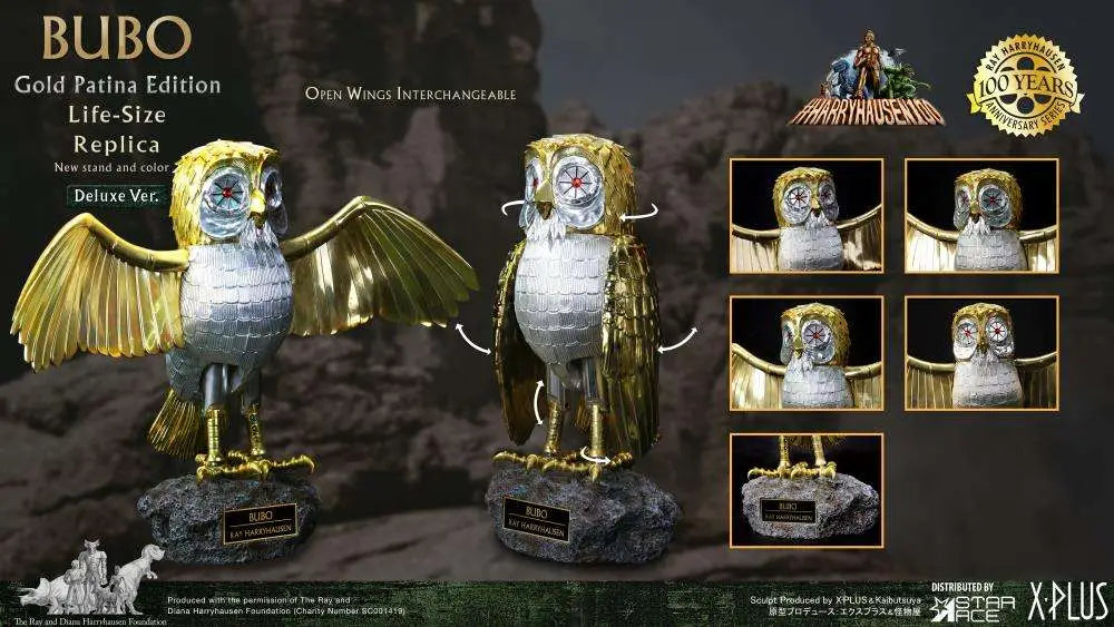 CLASH OF TITANS BUBO GOLD PATINA DELUXE OPEN/CLOSED WINGS SET REPLICA