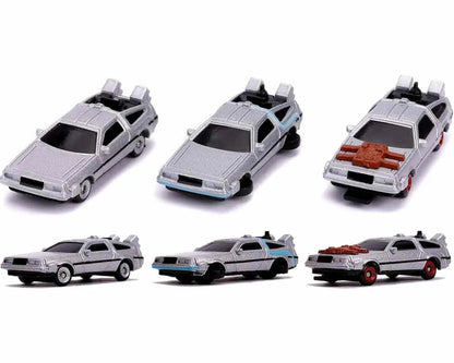 BACK TO THE FUTURE 1982 DELOREAN NANO MODELS DIE-CAST MODEL CARS SET