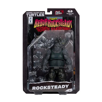 TEENAGE MUTANT NINJA TURLES 5IN FIGURE WITH COMIC WV2 ROCKSTEADY