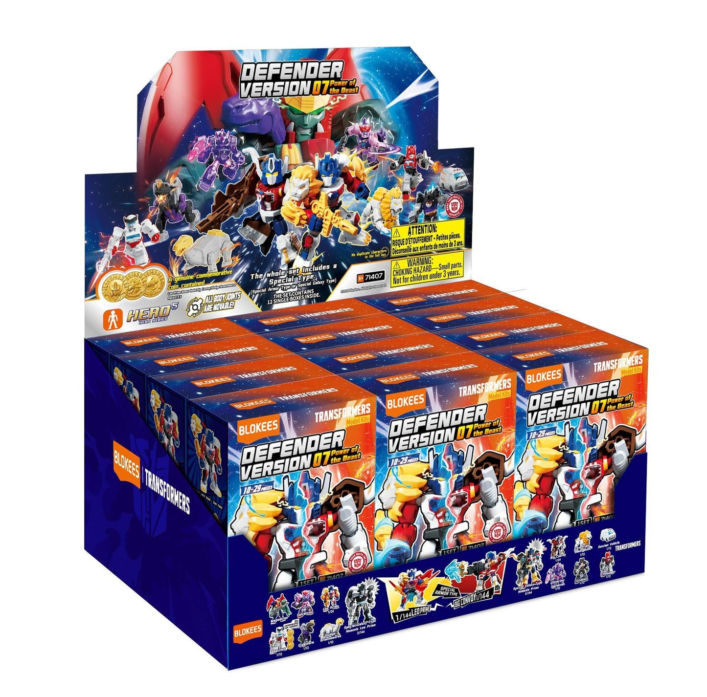 TRANSFORMERS POWER OF THE BEAST DEFENDER VERSION 07 MODEL KIT BLIND BOX DISPLAY (12)