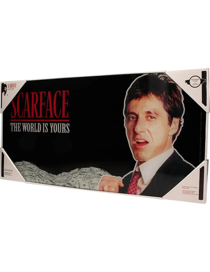 SCARFACE THE WORLD IS YOURS BLACK BACKGROUND 60x30 CM GLASS POSTER
