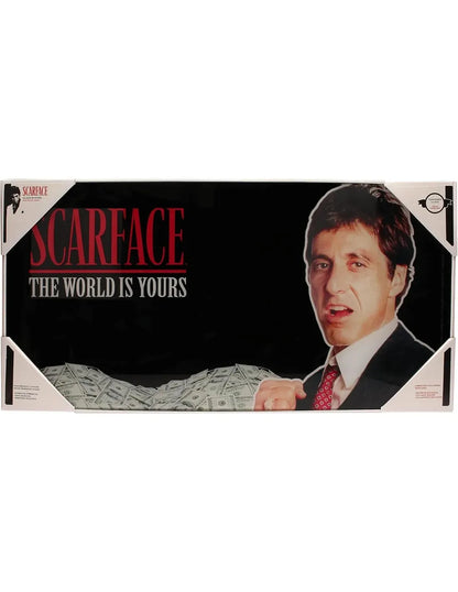 SCARFACE THE WORLD IS YOURS BLACK BACKGROUND 60x30 CM GLASS POSTER