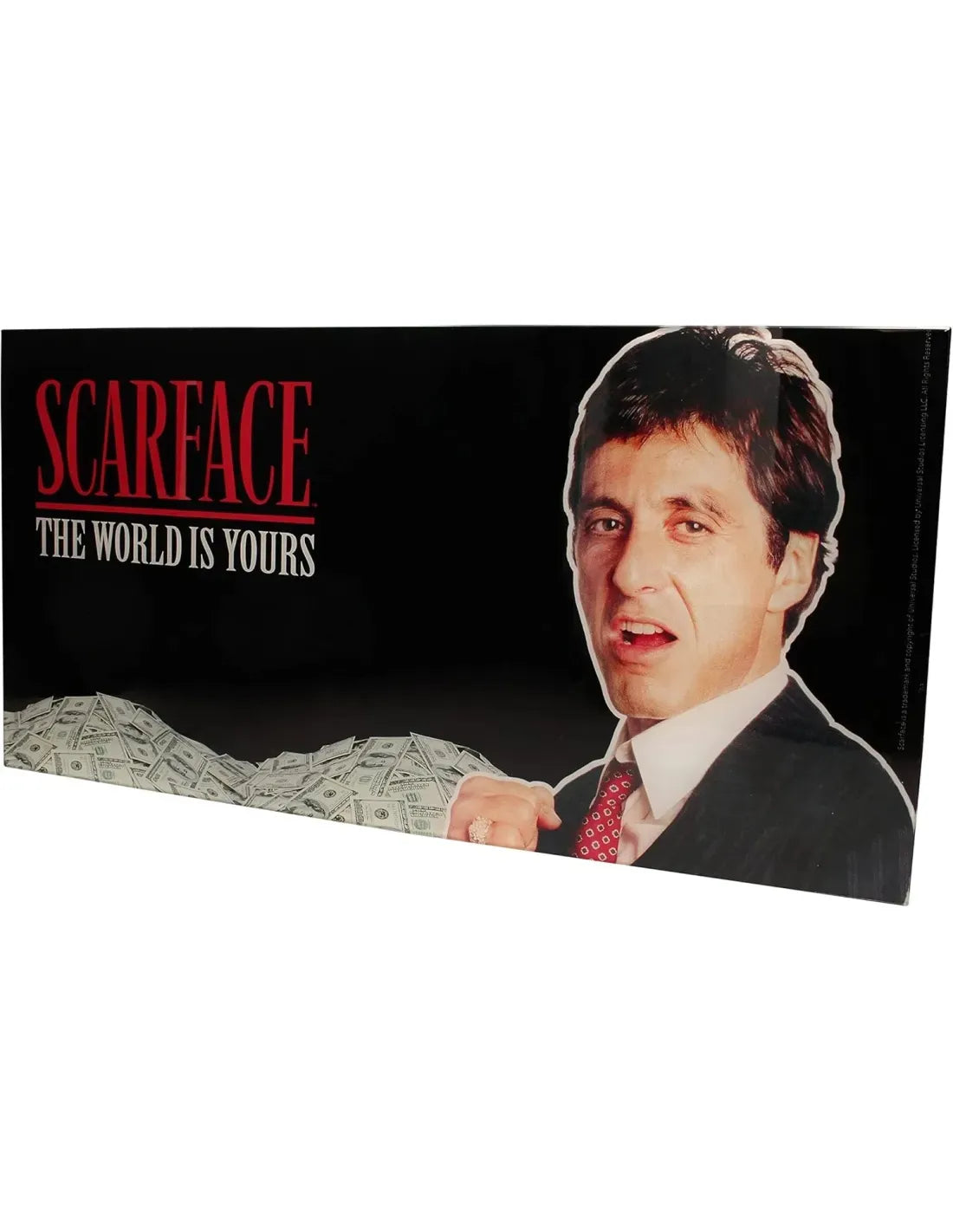 SCARFACE THE WORLD IS YOURS BLACK BACKGROUND 60x30 CM GLASS POSTER