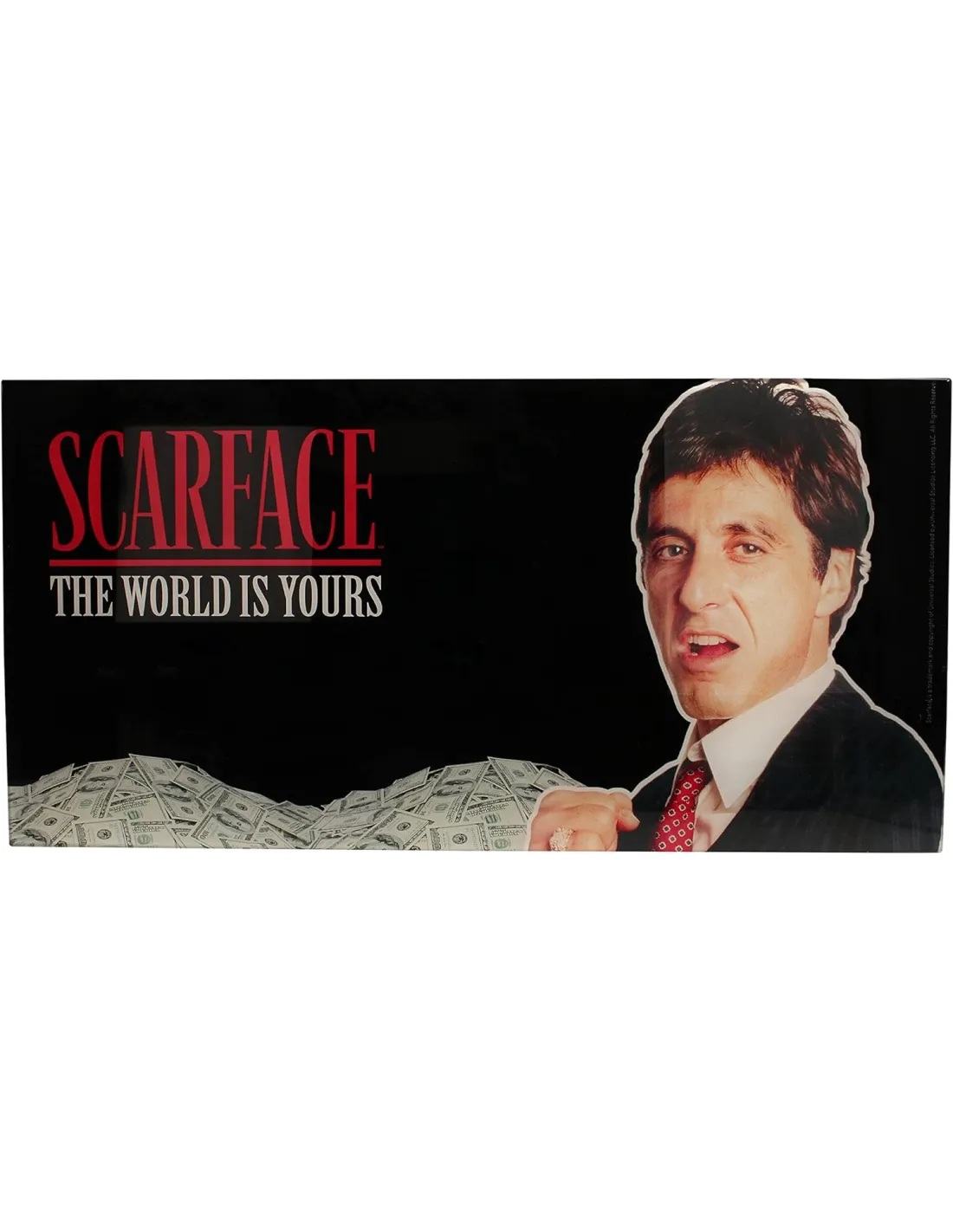 SCARFACE THE WORLD IS YOURS BLACK BACKGROUND 60x30 CM GLASS POSTER