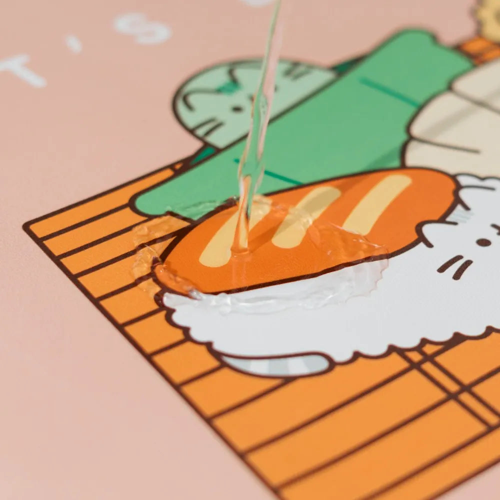 PUSHEEN SUSHI ROLL VEGAN LEATHER MOUSE PAD