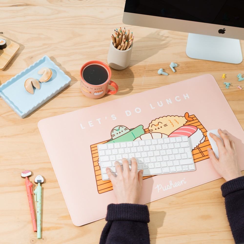 PUSHEEN SUSHI ROLL VEGAN LEATHER MOUSE PAD