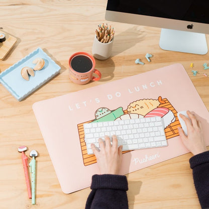 PUSHEEN SUSHI ROLL VEGAN LEATHER MOUSE PAD