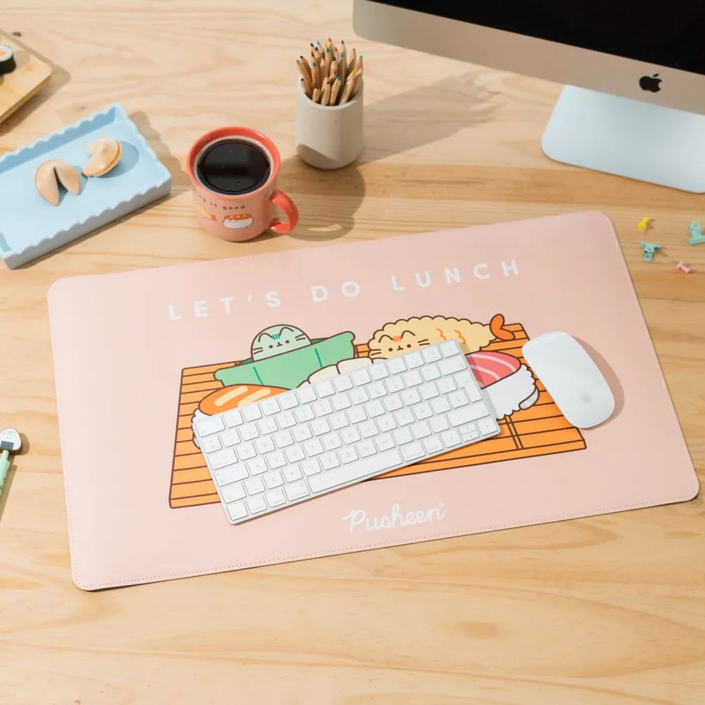 PUSHEEN SUSHI ROLL VEGAN LEATHER MOUSE PAD