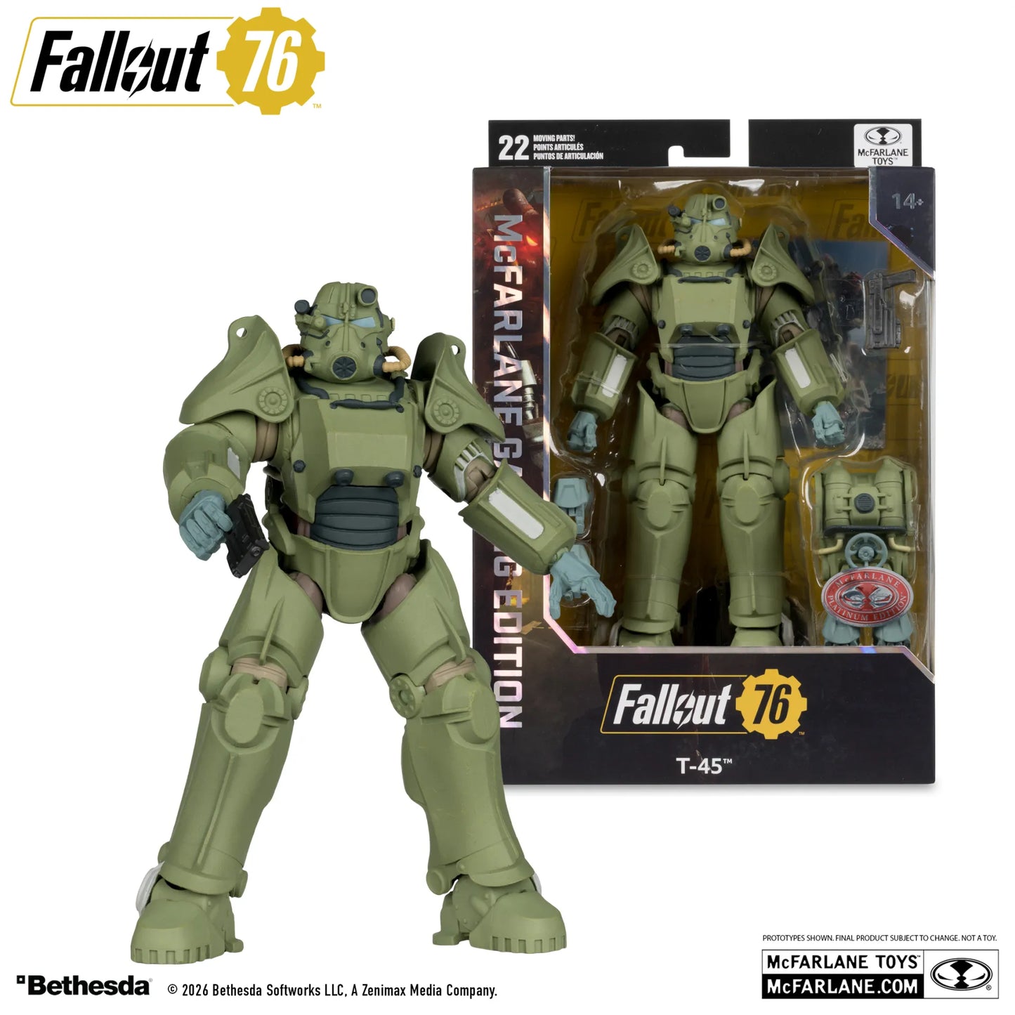 MCFARLANE GAMING EDITION 7INCH FALLOUT 76 T-45 MILITARY ARMOR ACTION FIGURE