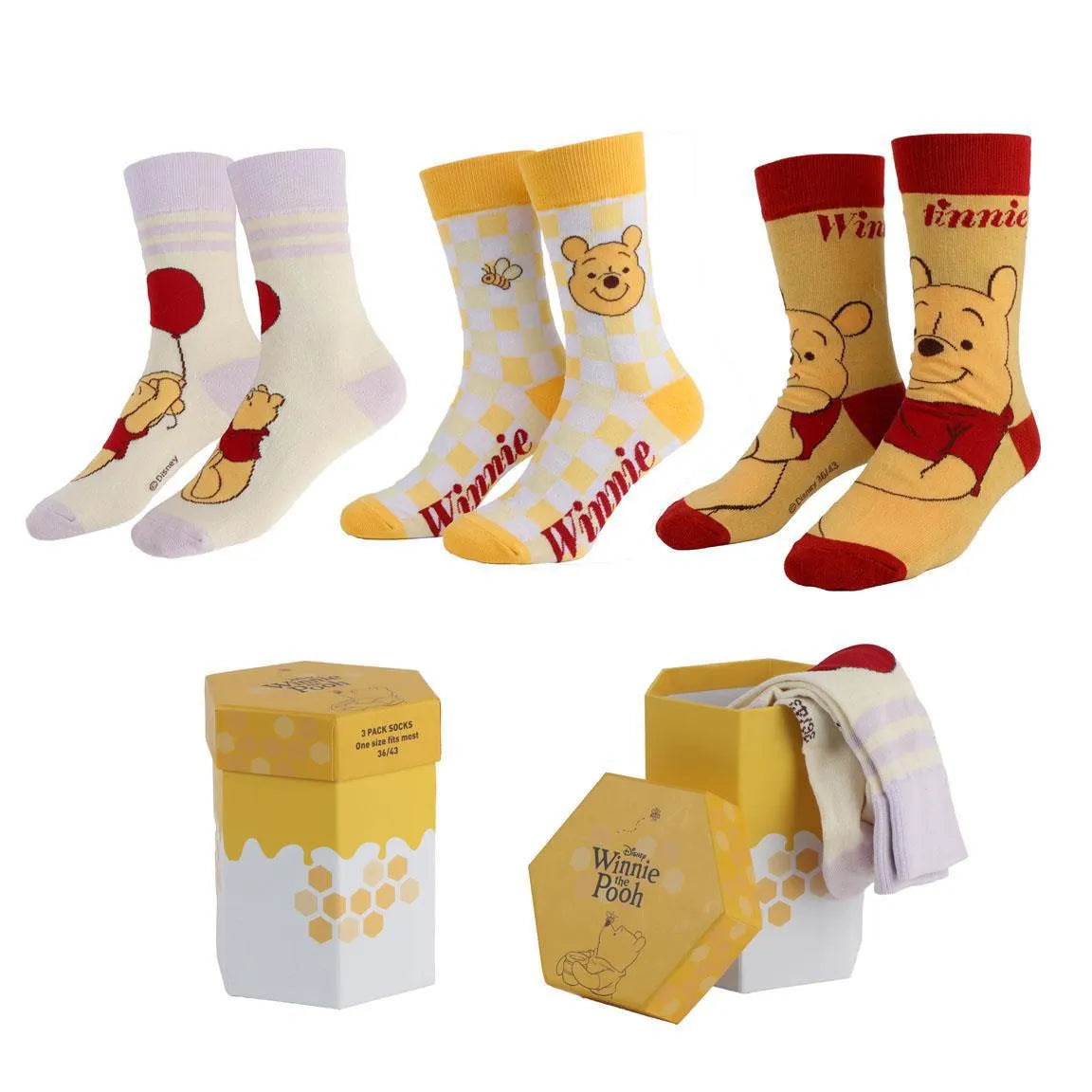 DISNEY WINNIE THE POOH SOCKS GIFT SET PACK (3)