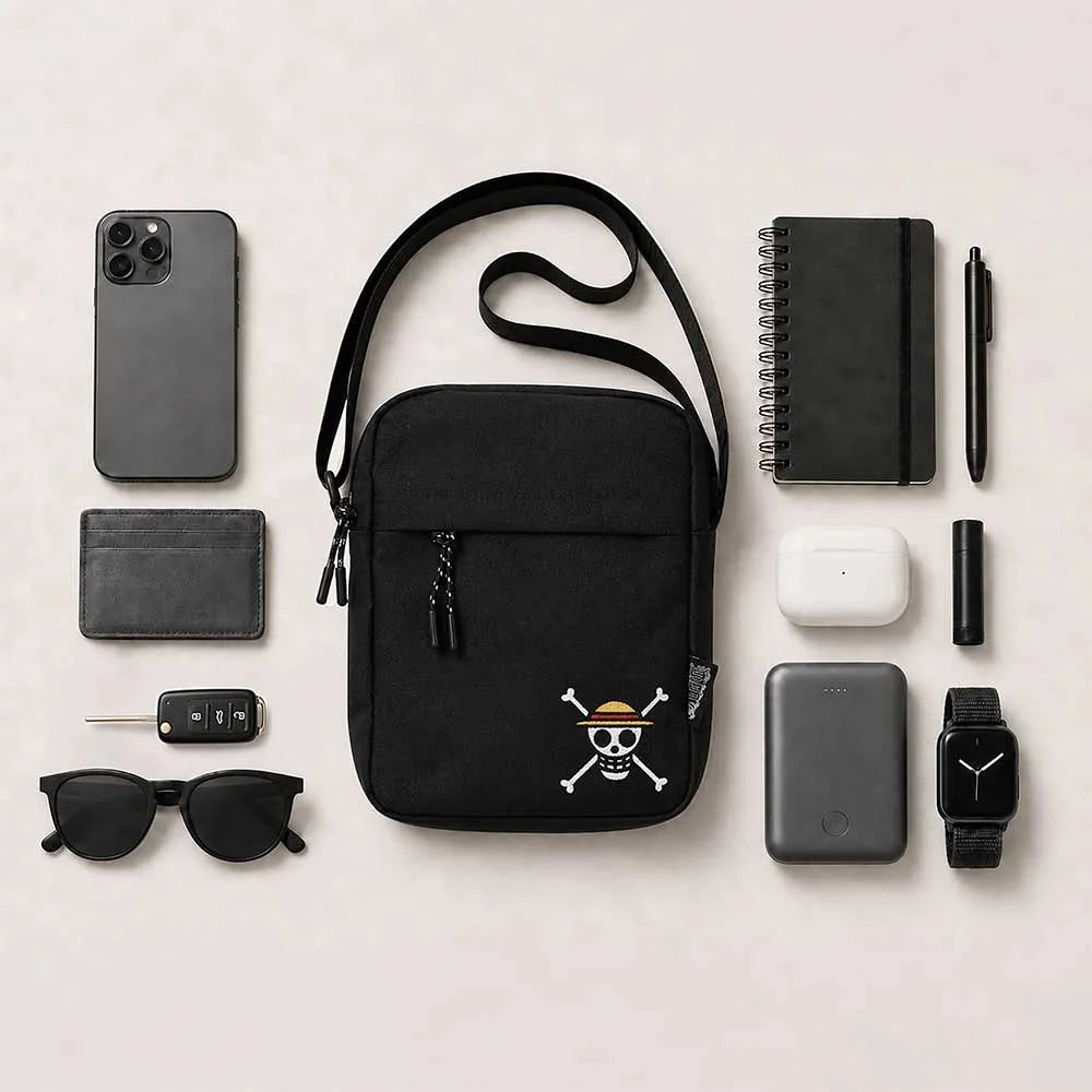 ONE PIECE LUFFY JOLLY ROGER CROSSBODY BAG (BLACK)