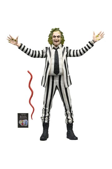 Beetlejuice 1988 Action Figure Beetlejuice Tuta a righe bianche e nere 18 cm