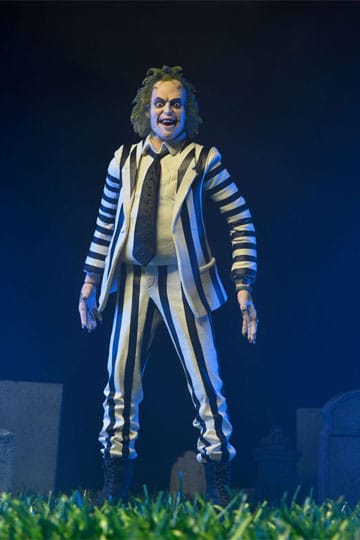 Beetlejuice 1988 Action Figure Beetlejuice Tuta a righe bianche e nere 18 cm