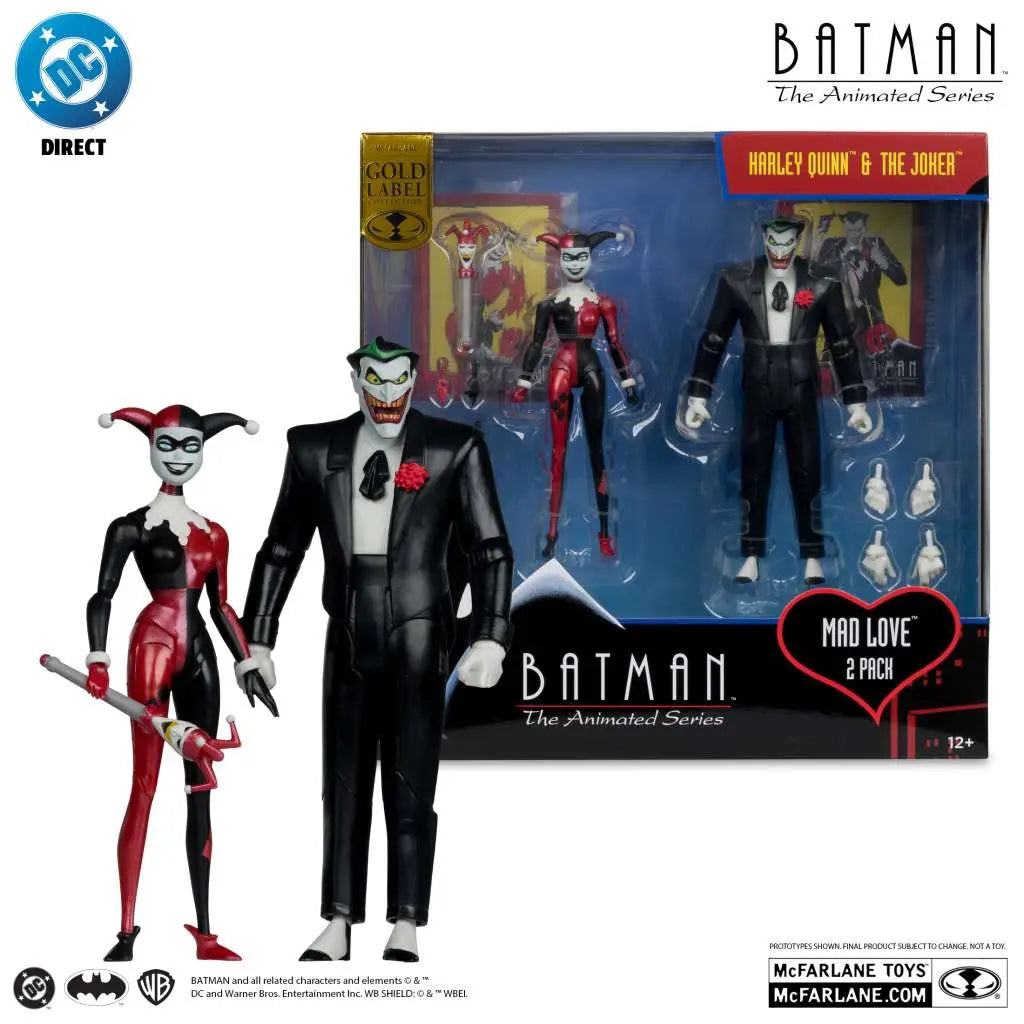 DC DIRECT BATMAN ANIMATED COMIC HARLEY &amp;  JOKER MAD LOVE AF 2-PK