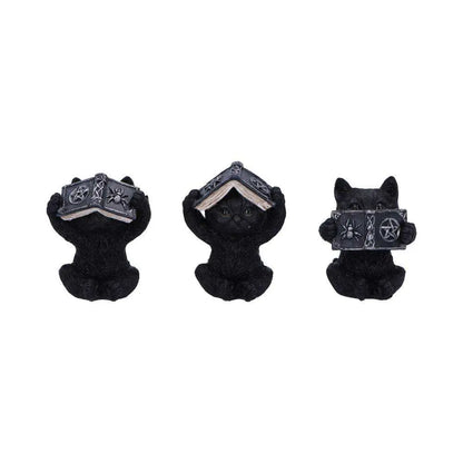 THREE WISE WITCHY BLACK SPELL CATS