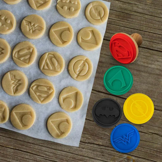 JUSTICE LEAGUE LOGO COOKIE STAMPS SET