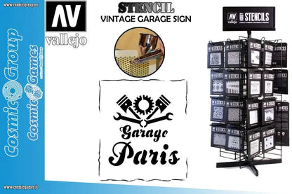 STENCIL STLET001 VINTAGE GARAGE SIGN 125