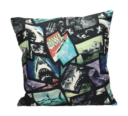 JAWS POSTER COLLAGE SQUARE CUSHION