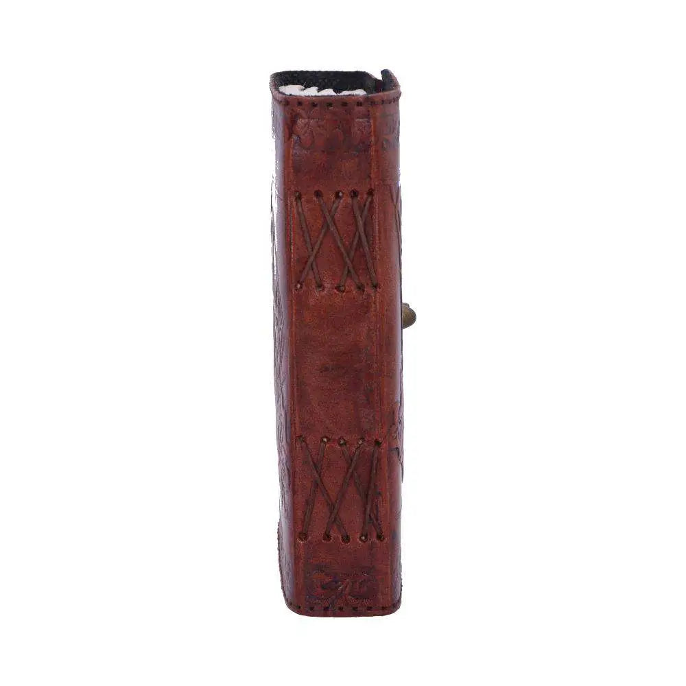 LEATHER DIARY EMBOSSED PENT/BROOM & LOCK