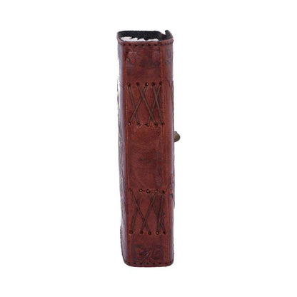 LEATHER DIARY EMBOSSED PENT/BROOM & LOCK