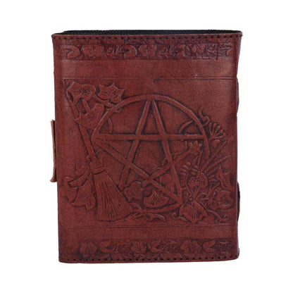 LEATHER DIARY EMBOSSED PENT/BROOM & LOCK