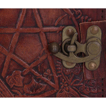 LEATHER DIARY EMBOSSED PENT/BROOM & LOCK