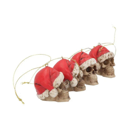 SILENT NIGHT SKULL BAUBLES SET HANGING ORNAMENT