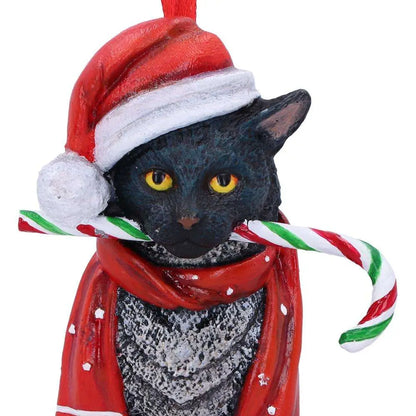 CAT CANDY CANE HANGING ORNAMENT