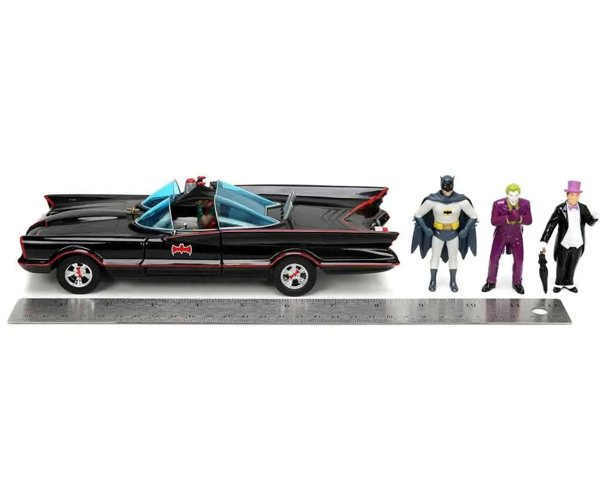 BATMAN 1966 BATMOBILE WITH CHARACTERS DIE-CAST MODEL 1/24 DELUXE EDITION