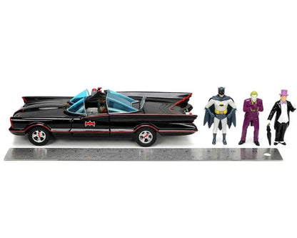BATMAN 1966 BATMOBILE WITH CHARACTERS DIE-CAST MODEL 1/24 DELUXE EDITION