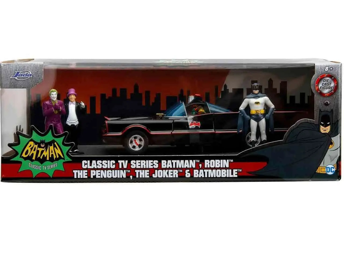 BATMAN 1966 BATMOBILE WITH CHARACTERS DIE-CAST MODEL 1/24 DELUXE EDITION