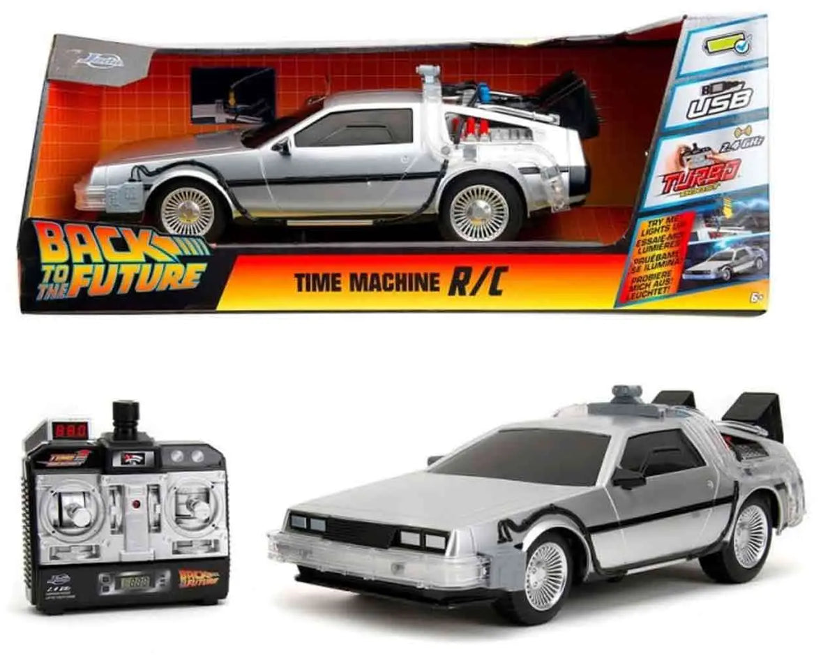 BACK TO THE FUTURE PART 1 1982 TIME MACHINE DELOREAN REMOTE CONTROL 1/16 DIE-CAST MODEL
