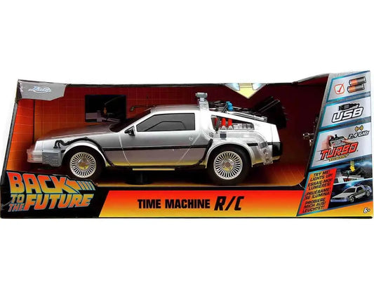 BACK TO THE FUTURE PART 1 1982 TIME MACHINE DELOREAN REMOTE CONTROL 1/16 DIE-CAST MODEL
