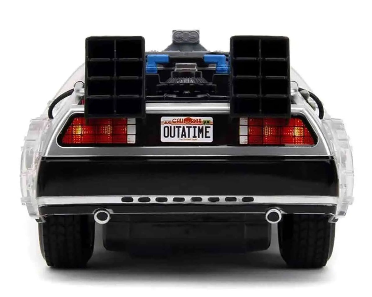 BACK TO THE FUTURE PART 1 1982 TIME MACHINE DELOREAN REMOTE CONTROL 1/16 DIE-CAST MODEL